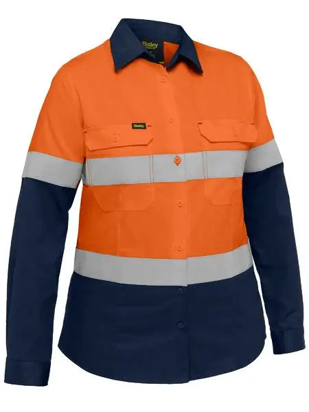 Bisley Women's Long Sleeve Taped Cool Lightweight Vented Shirt BL6390T Metro Workwear